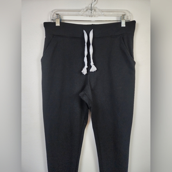 Love Nation Women's Midnigh Black Jogger Sweatpants White Drawstrings, sz LG - Picture 7 of 8